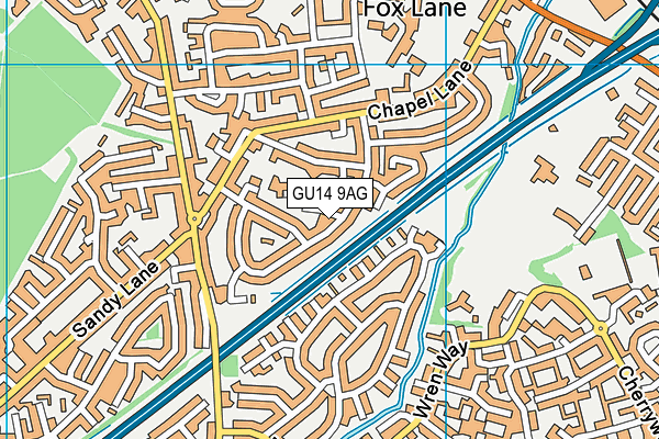 GU14 9AG map - OS VectorMap District (Ordnance Survey)