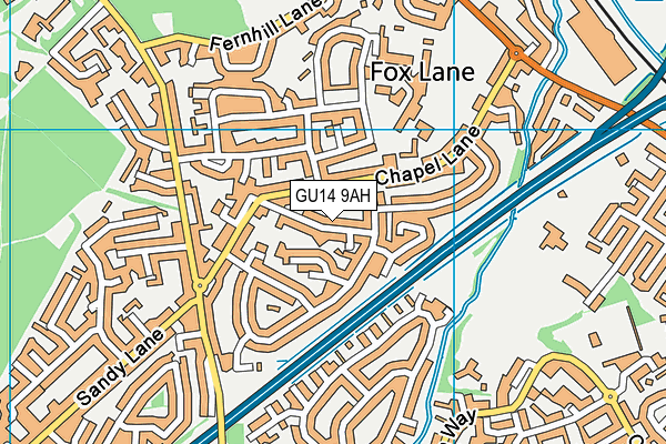 GU14 9AH map - OS VectorMap District (Ordnance Survey)
