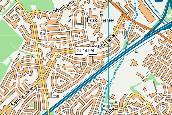 GU14 9AL map - OS VectorMap District (Ordnance Survey)