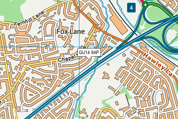 GU14 9AP map - OS VectorMap District (Ordnance Survey)