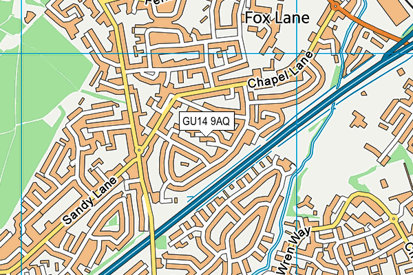 GU14 9AQ map - OS VectorMap District (Ordnance Survey)