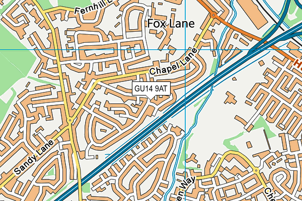 GU14 9AT map - OS VectorMap District (Ordnance Survey)