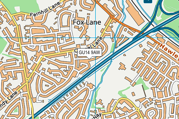 GU14 9AW map - OS VectorMap District (Ordnance Survey)