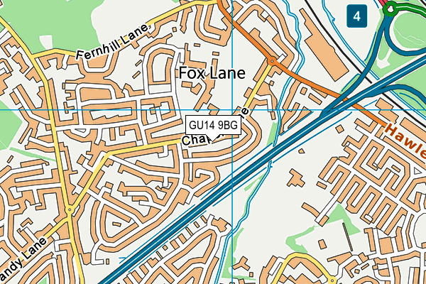 GU14 9BG map - OS VectorMap District (Ordnance Survey)