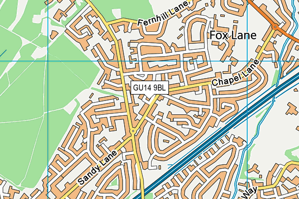 GU14 9BL map - OS VectorMap District (Ordnance Survey)