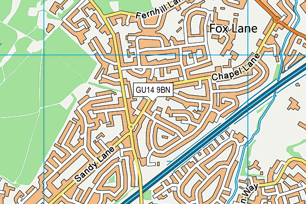 GU14 9BN map - OS VectorMap District (Ordnance Survey)