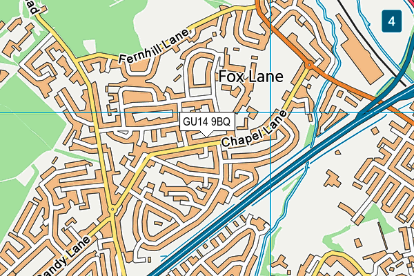 GU14 9BQ map - OS VectorMap District (Ordnance Survey)