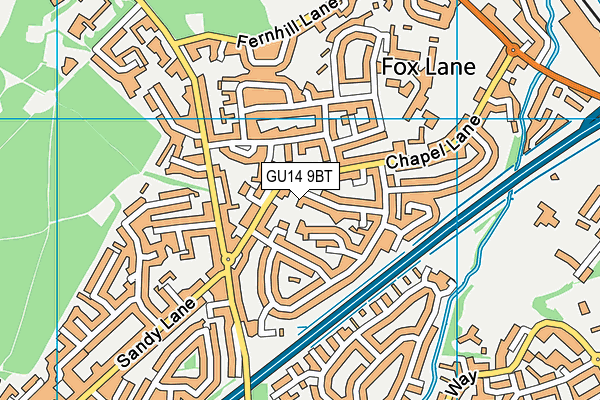 GU14 9BT map - OS VectorMap District (Ordnance Survey)