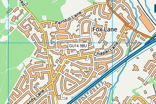 GU14 9BU map - OS VectorMap District (Ordnance Survey)