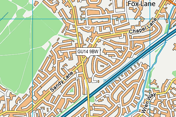 GU14 9BW map - OS VectorMap District (Ordnance Survey)