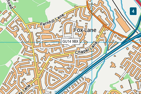 GU14 9BX map - OS VectorMap District (Ordnance Survey)