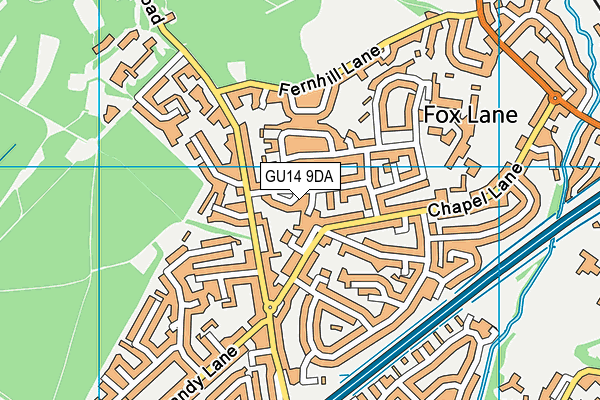 GU14 9DA map - OS VectorMap District (Ordnance Survey)