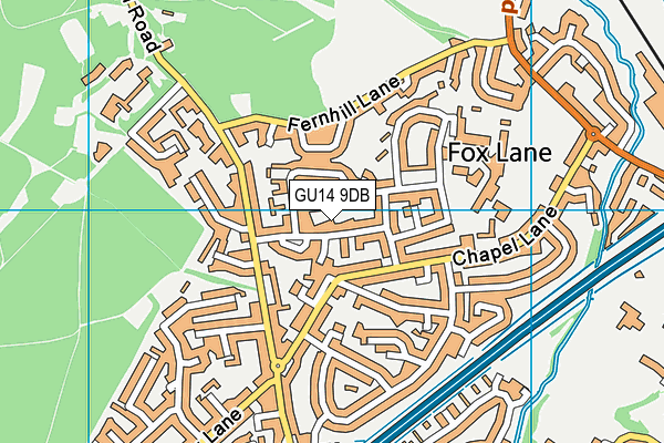 GU14 9DB map - OS VectorMap District (Ordnance Survey)