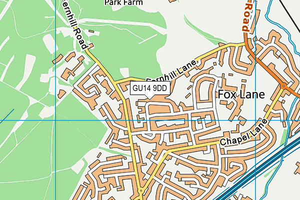 GU14 9DD map - OS VectorMap District (Ordnance Survey)