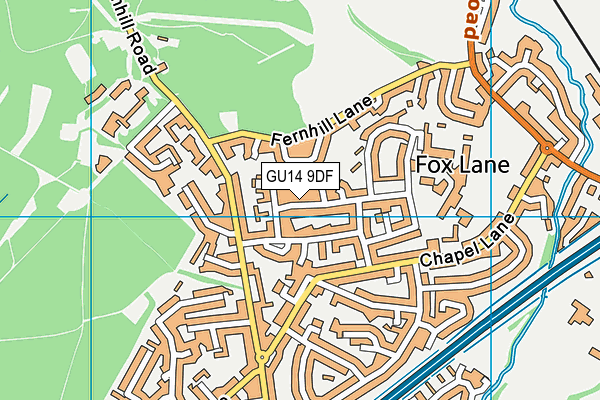 GU14 9DF map - OS VectorMap District (Ordnance Survey)