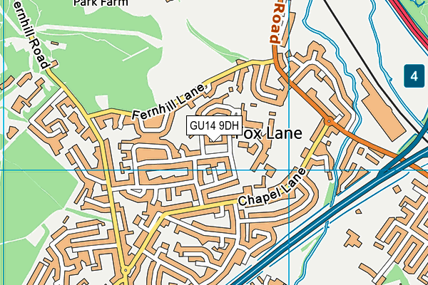 GU14 9DH map - OS VectorMap District (Ordnance Survey)