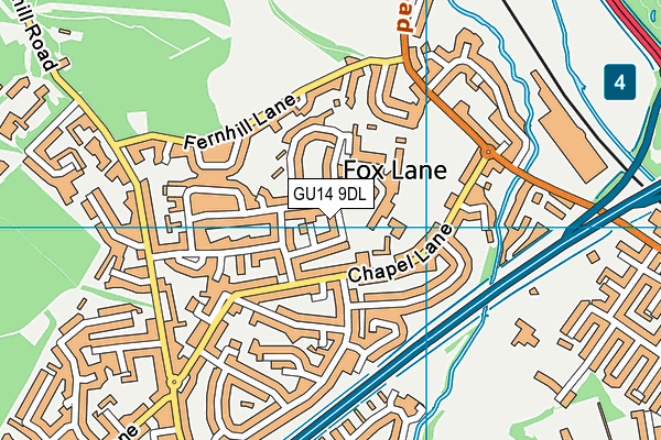 GU14 9DL map - OS VectorMap District (Ordnance Survey)