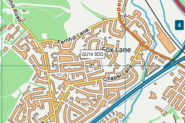 GU14 9DQ map - OS VectorMap District (Ordnance Survey)