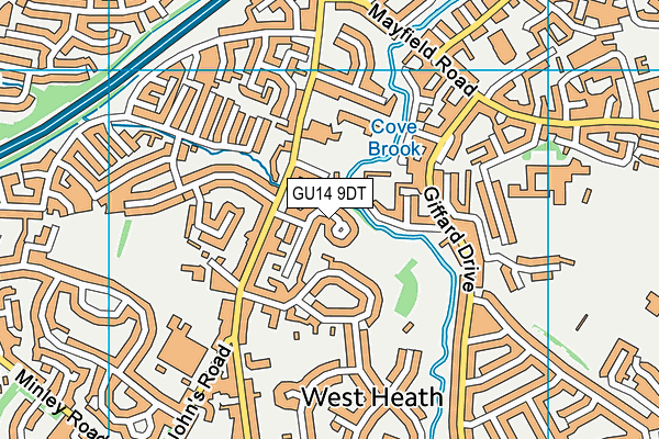 GU14 9DT map - OS VectorMap District (Ordnance Survey)