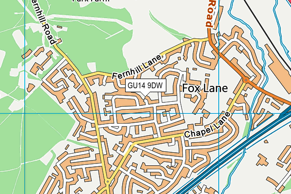 GU14 9DW map - OS VectorMap District (Ordnance Survey)