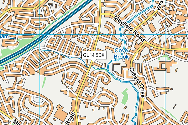 GU14 9DX map - OS VectorMap District (Ordnance Survey)