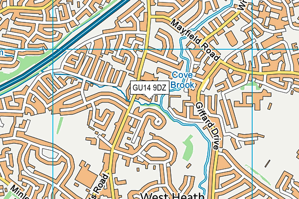 GU14 9DZ map - OS VectorMap District (Ordnance Survey)