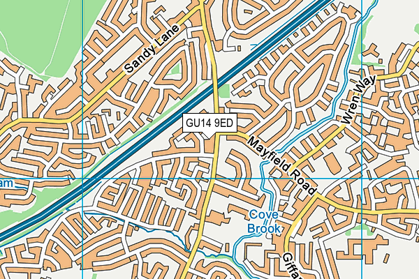 GU14 9ED map - OS VectorMap District (Ordnance Survey)