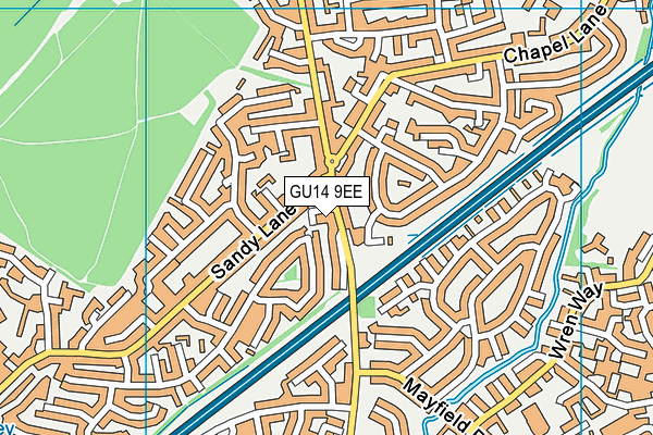 GU14 9EE map - OS VectorMap District (Ordnance Survey)