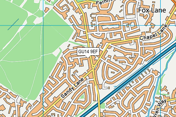 GU14 9EF map - OS VectorMap District (Ordnance Survey)