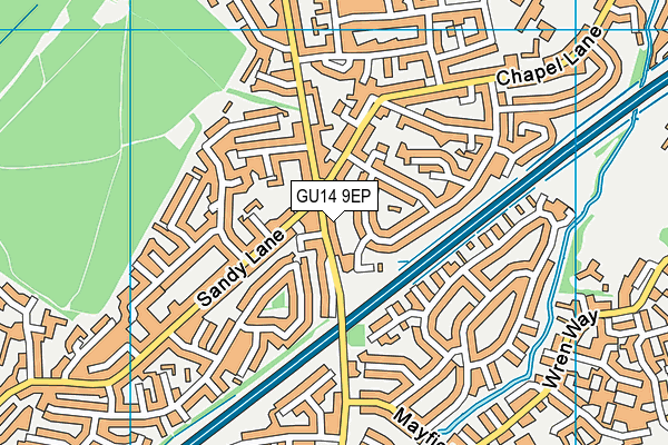 GU14 9EP map - OS VectorMap District (Ordnance Survey)