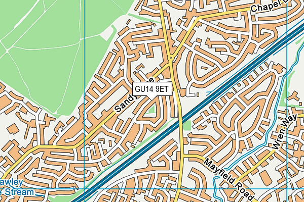 GU14 9ET map - OS VectorMap District (Ordnance Survey)