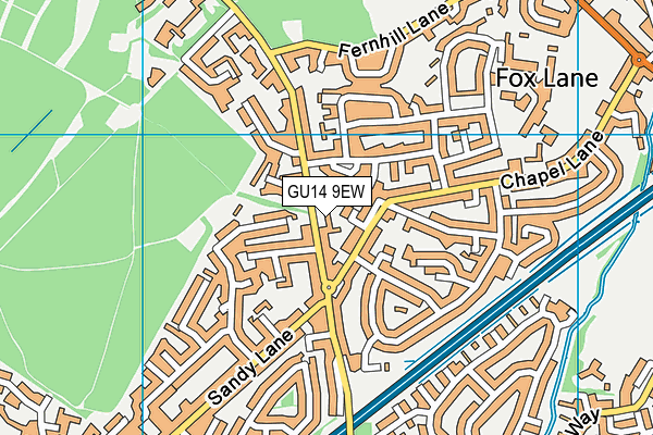 GU14 9EW map - OS VectorMap District (Ordnance Survey)