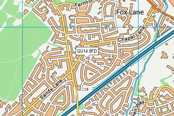 GU14 9FD map - OS VectorMap District (Ordnance Survey)