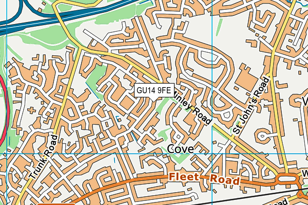 GU14 9FE map - OS VectorMap District (Ordnance Survey)