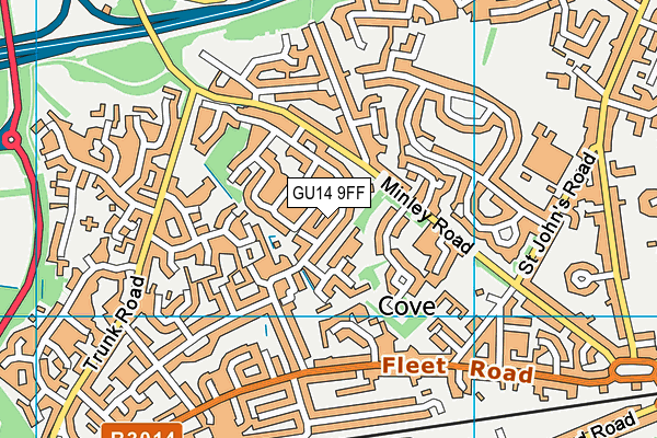 GU14 9FF map - OS VectorMap District (Ordnance Survey)