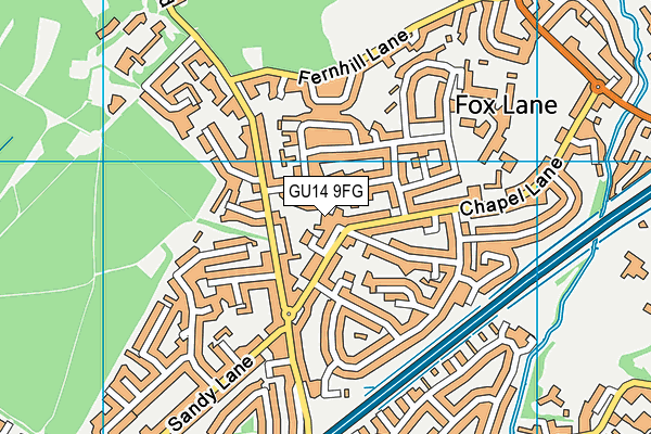 GU14 9FG map - OS VectorMap District (Ordnance Survey)