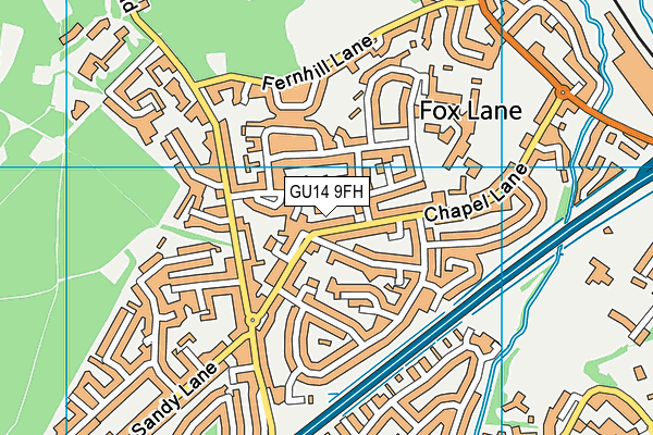 GU14 9FH map - OS VectorMap District (Ordnance Survey)