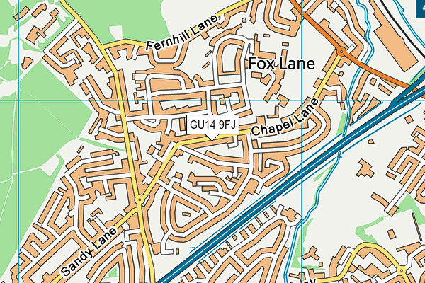 GU14 9FJ map - OS VectorMap District (Ordnance Survey)