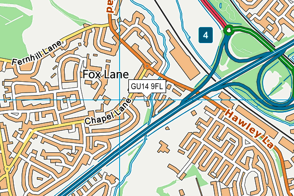 GU14 9FL map - OS VectorMap District (Ordnance Survey)