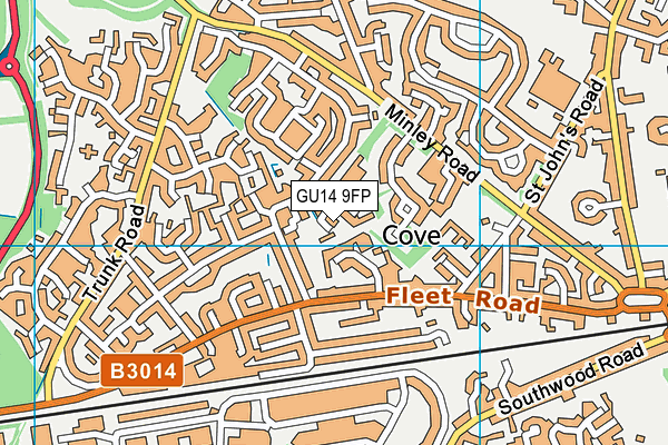 GU14 9FP map - OS VectorMap District (Ordnance Survey)