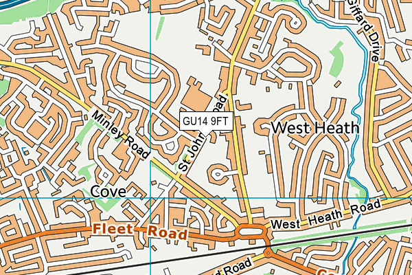 GU14 9FT map - OS VectorMap District (Ordnance Survey)