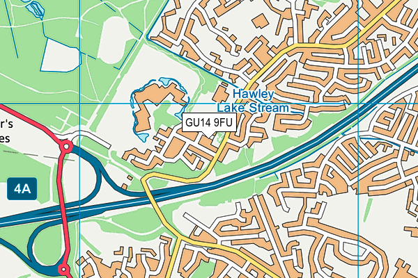 GU14 9FU map - OS VectorMap District (Ordnance Survey)