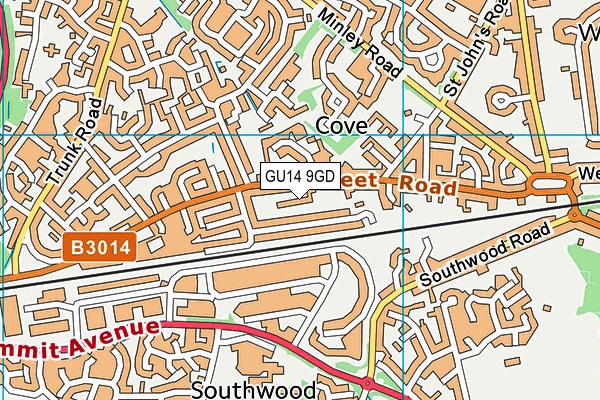 GU14 9GD map - OS VectorMap District (Ordnance Survey)