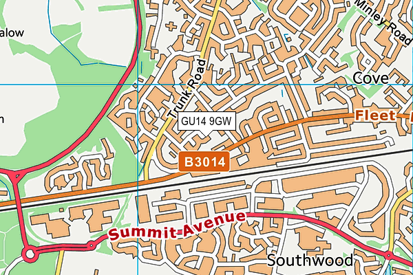 GU14 9GW map - OS VectorMap District (Ordnance Survey)