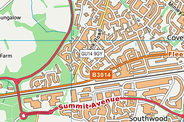 GU14 9GY map - OS VectorMap District (Ordnance Survey)