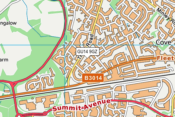 GU14 9GZ map - OS VectorMap District (Ordnance Survey)