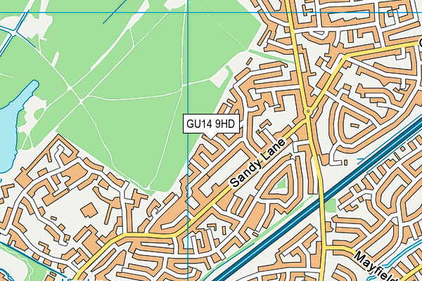 GU14 9HD map - OS VectorMap District (Ordnance Survey)