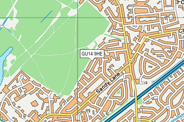 GU14 9HE map - OS VectorMap District (Ordnance Survey)