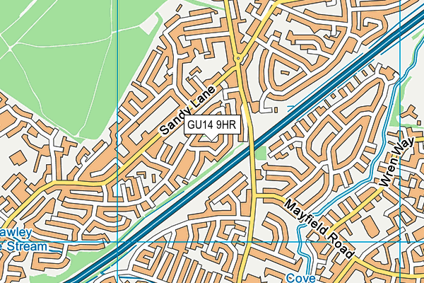 GU14 9HR map - OS VectorMap District (Ordnance Survey)