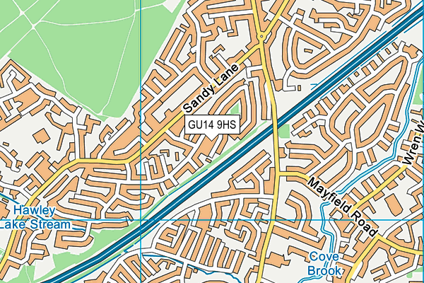 GU14 9HS map - OS VectorMap District (Ordnance Survey)